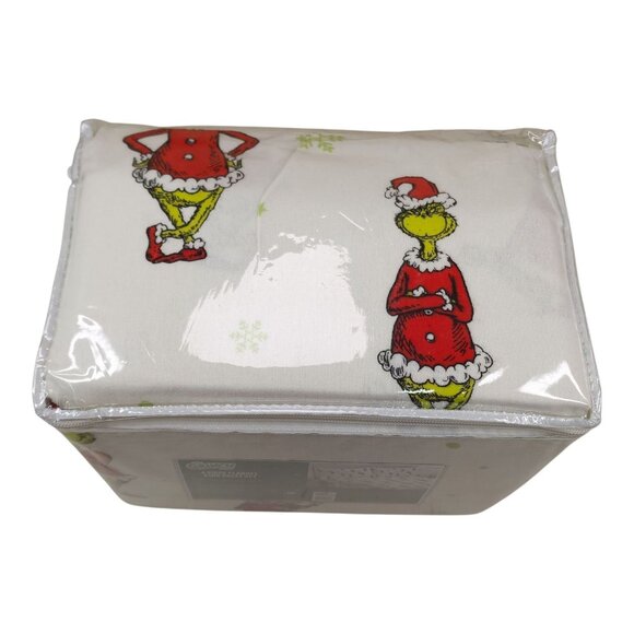 Dr. Seuss The Grinch 4-Piece Flannel King Sheet Set 100% Cotton Soft Comfortable - Picture 7 of 11
